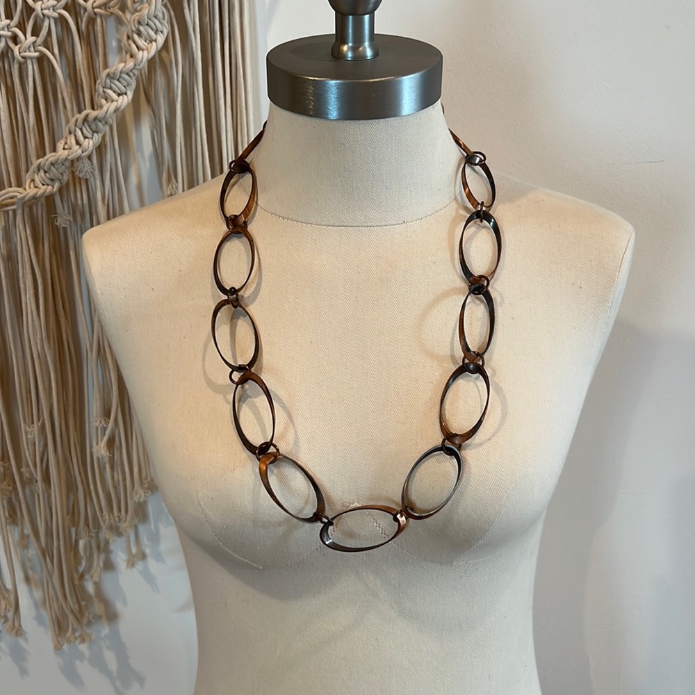 Vintage Mod Copper Necklace or Belt Chunky Loops 29" Long '60's Beatnick